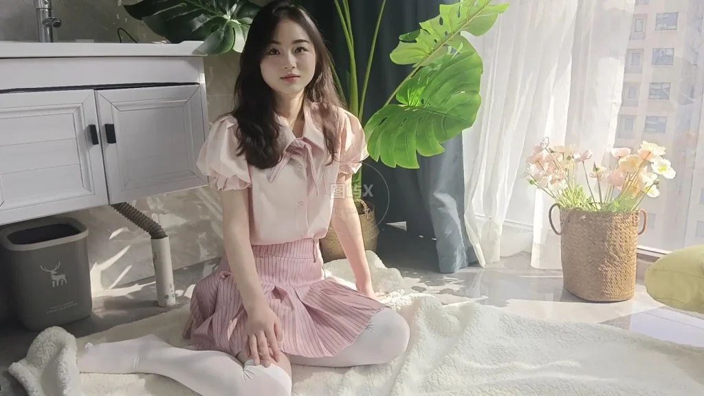 初夏女神 NO.015 十一 粉色S码休闲JK搭白色高跟鞋 [97P-1V-6.4GB]-图屿X