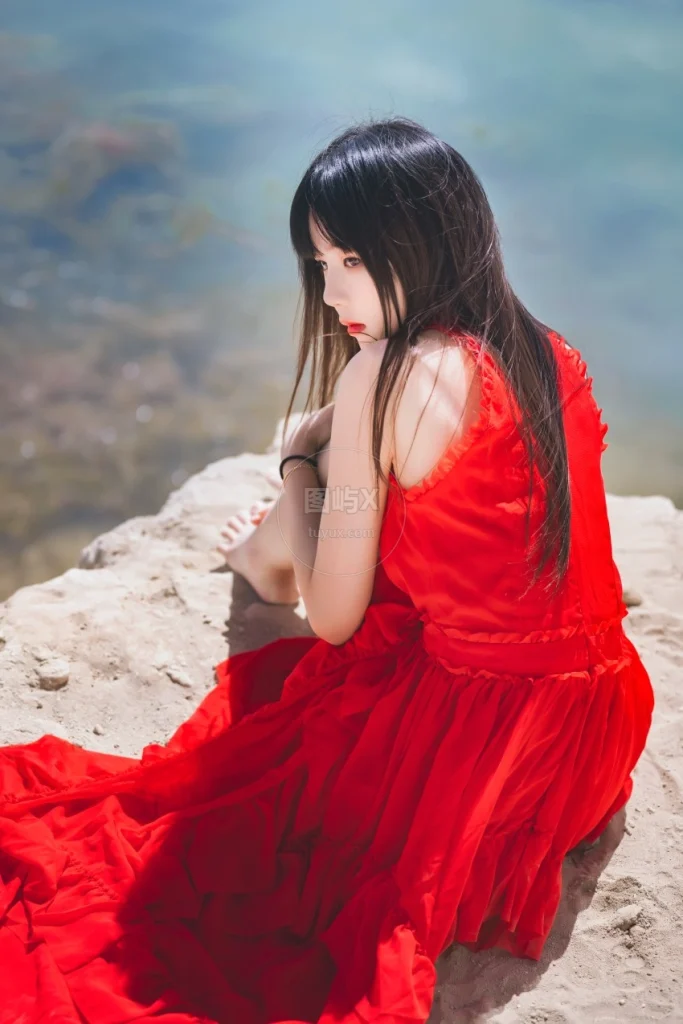 喵糖映画 VOL.372 海边红裙 [25P-461MB]-图屿X